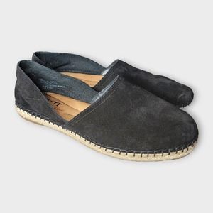 BORN Drilles Womens Espadrille Shoes Black Suede Leather Cushioned Size 9.5